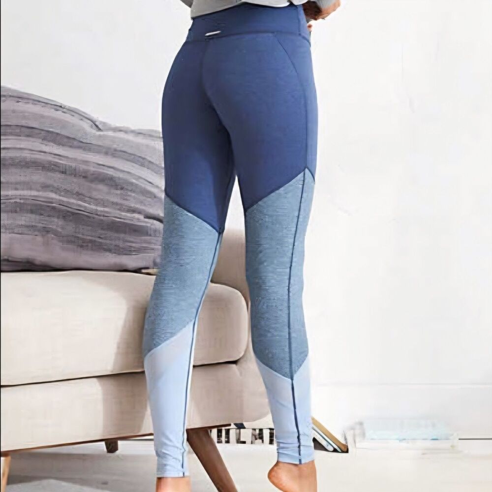 Aerie Women High Rise Leggings Chill Play Move Blue Colorblock Size L